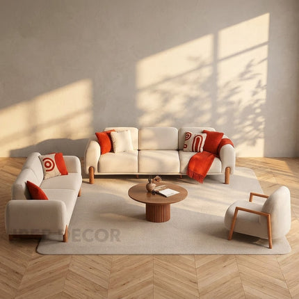 Winnipeg Luxury Modern Sofa Set with Wooden Legs and Plush Upholstery Customisable Designer Sofa for Living Room