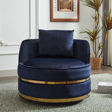 Lynette- Barrel Shaped Round Base 360 Revolving Swivel Accent Chair for Living room or Bedroom
