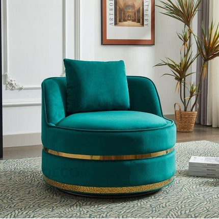 Lynette- Barrel Shaped Round Base 360 Revolving Swivel Accent Chair for Living room or Bedroom