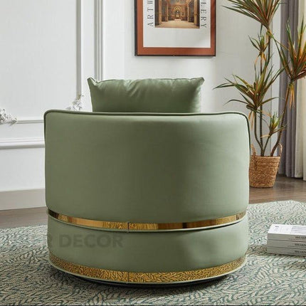 Lynette- Barrel Shaped Round Base 360 Revolving Swivel Accent Chair for Living room or Bedroom