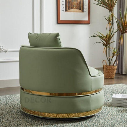 Lynette- Barrel Shaped Round Base 360 Revolving Swivel Accent Chair for Living room or Bedroom