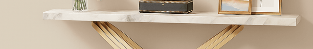 Alvoria Cross Console Table – Glam Modern Faux Marble Console with Gold Metal Base for Entryways & Living Rooms - Uber Decor