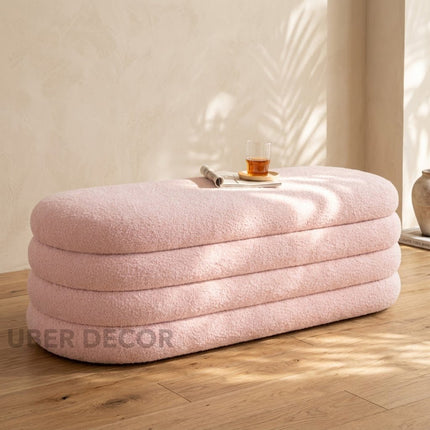 Chic Haven Boucle Storage Ottoman Bench – Modern Boucle Stool & Hidden Storage for Foyers and Living Rooms