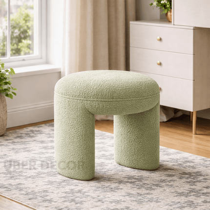 Trilo Form Vanity Stool Backless Makeup Accent Chair Modern Minimalist Sculptural Seating for Bedroom and Dressing Room Interiors