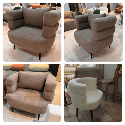 LuxeLamb Boucle Armchair – Modern Single Sofa for Living Room, Bedroom & Luxury Reception Areas