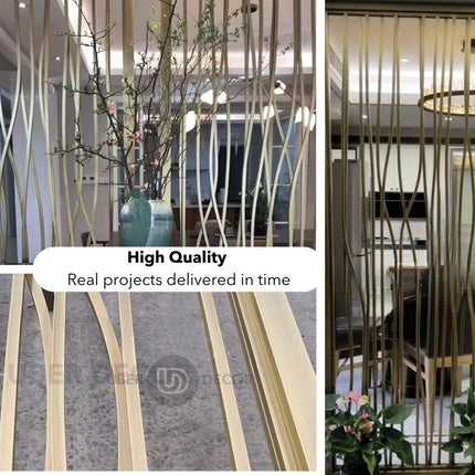 Wavy Minimalist Metal Room Partition Screen Room Divider - Custom Metal Partitions in Stainless Steel