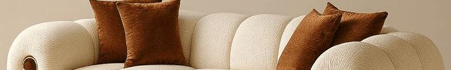 Marrakesh Rolled-Arm Sofa Modern Japandi Luxury Couch with Golden Accents