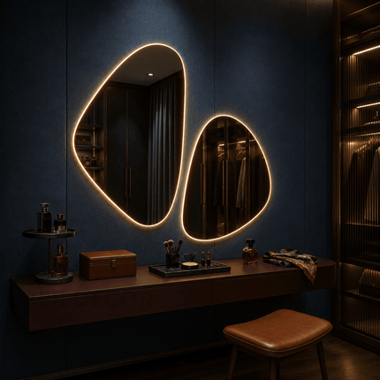 Twinza Two Piece Frameless LED Mirror Set with Front or Back Lit for Vanity and Modern Interiors