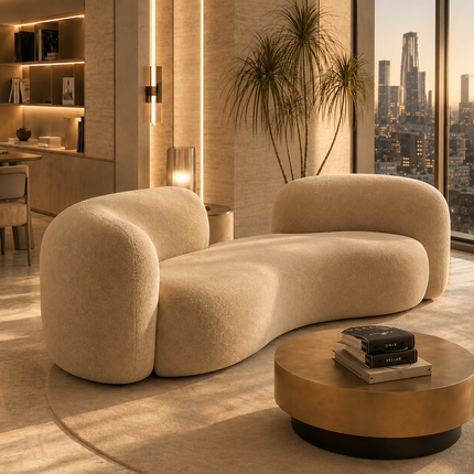 SkyHaven Cloud Lounge Sofa - Ultra-Soft Curved Couch for Minimalist Living Rooms