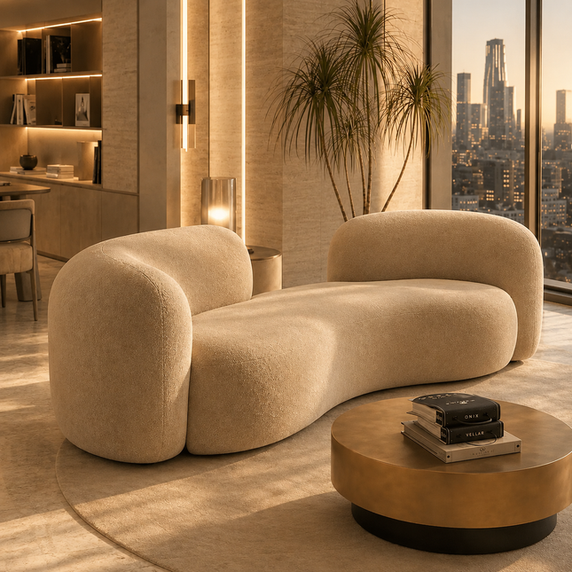SkyHaven Cloud Lounge Sofa - Ultra-Soft Curved Couch for Minimalist Living Rooms