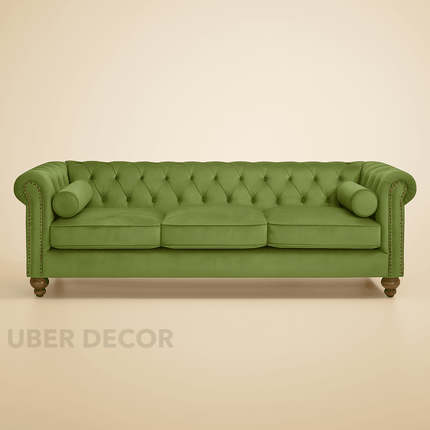 Arbeloa Traditional 3‑Seater Chesterfield Curved Sofa – Luxury Couch for Living & Lounge Areas