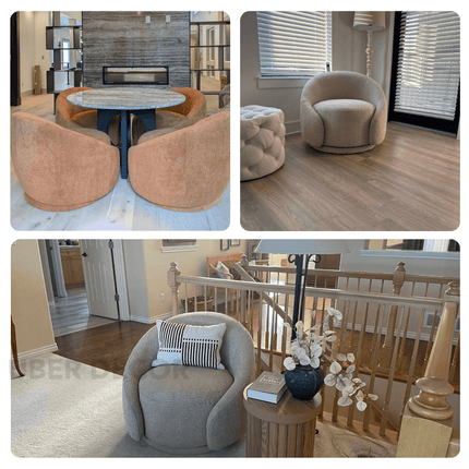 Elara Swivel Barrel Chair- Upholstered Modern Round Accent Arm Chair for Bedroom or Living Room