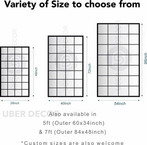 VistaLuxe- Window Pane Style Large Sized Rectangle Metal Framed Mirror for Boutiques, Clothing Stores, Living Room or Bedroom - Uber Decor
