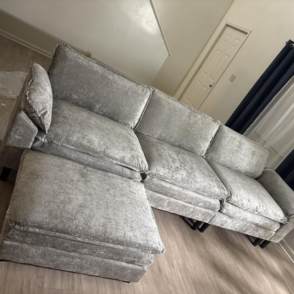 Manila 119 Inch L-Shaped Sofa - 3 Seater Sectional Sofa for Living Rooms - Uber Decor