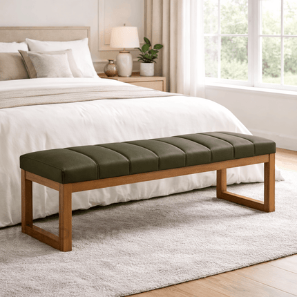Artisan Weave Upholstered Bench Scandinavian Modern Living Dining Entryway Furniture