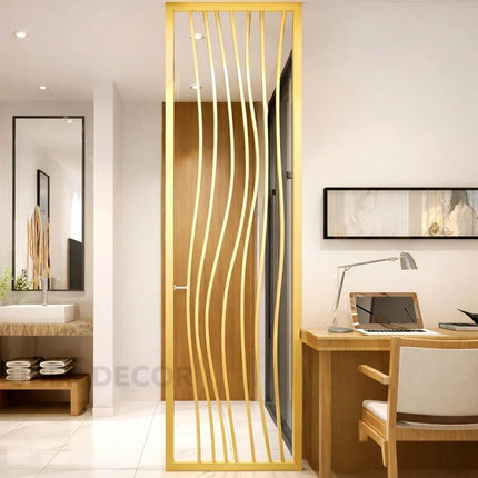 FLUEN Stainless Steel Vertical Flow Room Divider With Curved Line Design For Living Room Study Area And Modern Interior Spaces