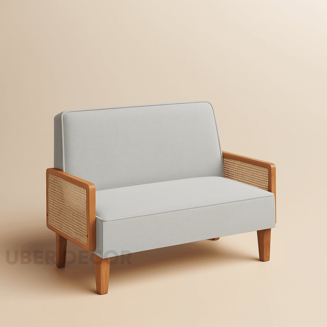 Ivara 43" 2-Seater Upholstered Couch – Customisable Rattan Arm Modern Sofa for Living Room or Office