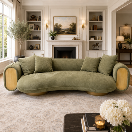 Verde Halo Sculptural Designer Sofa with Organic Curved Silhouette Customisable Luxury Statement Couch for Artistic Contemporary Interiors