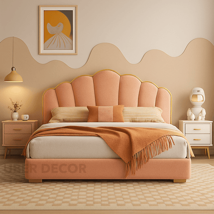 Petalrest Shell Bed – Modern Chic with Hidden Storage for Bedroom Bliss