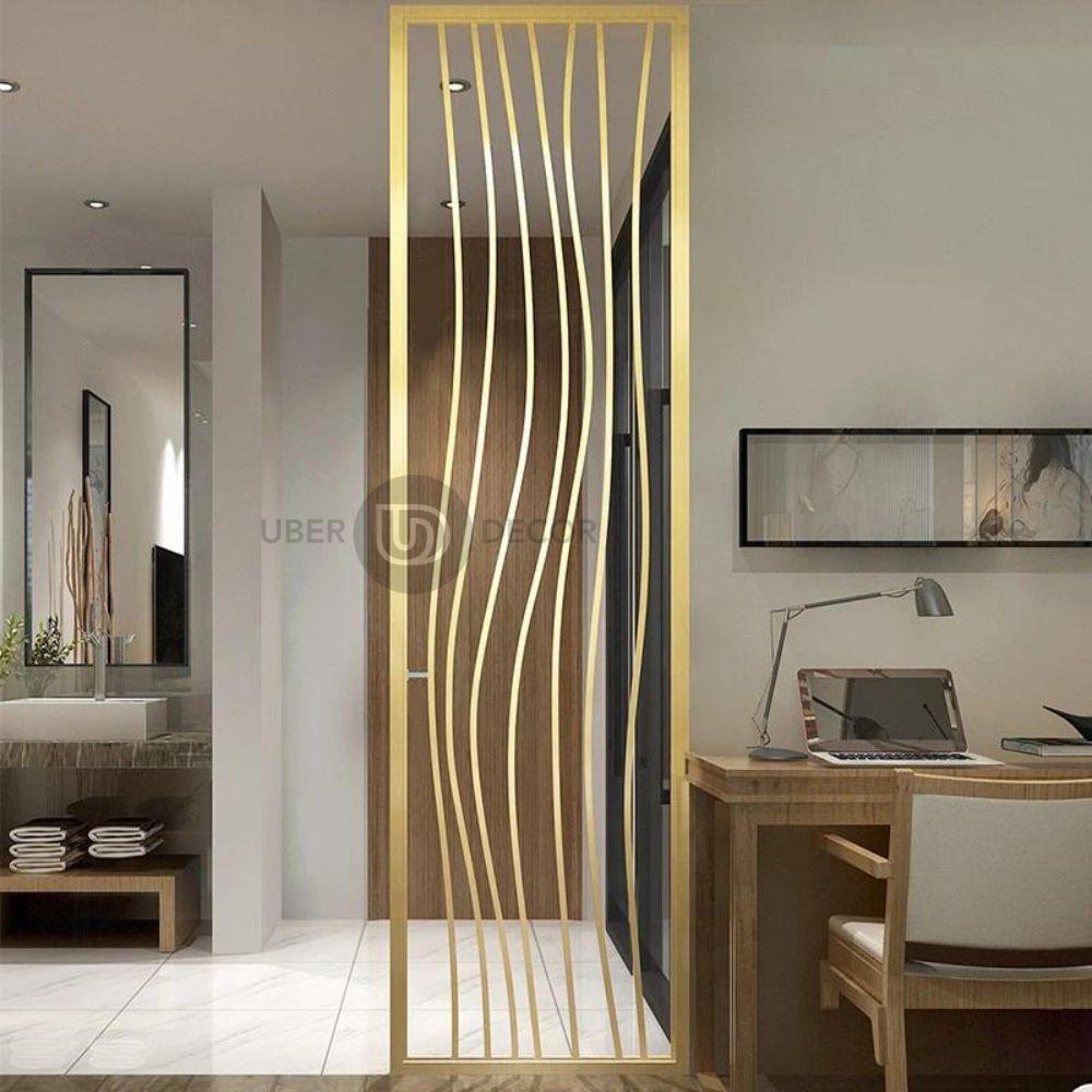 Wavy Minimalist Metal Room Partition Screen Room Divider - Custom Metal Partitions in Stainless Steel