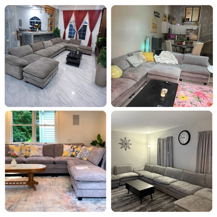 Manila 198" U-Shaped Sofa- 8 Seater Oversized Sectional Sofa with Movable Footrest