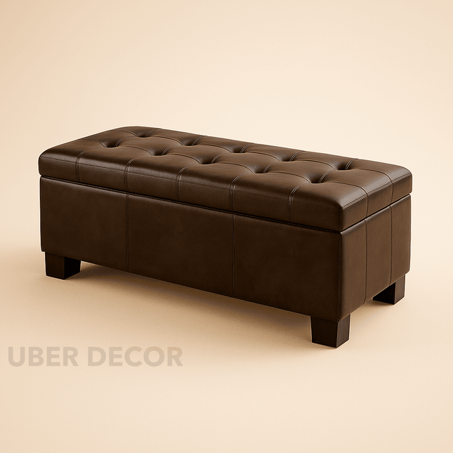 Rowan Rectangular Storage Bench with Lift Top Lid Classic Organizer for Bedrooms, Living Rooms & Entryway Corners