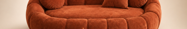 Pumpkin 2 Seater Modern Sofa, Luxury Sculptural Couch for Living Room, Lounge Area, Bedroom, Waiting Space, Ready to Dispatch Statement Sofa