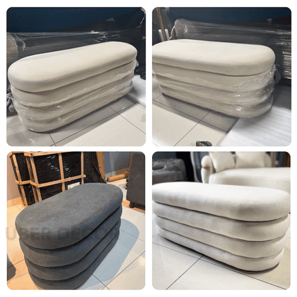 Chic Haven Boucle Storage Ottoman Bench - Modern Ottoman Stool Bench Chair Sofa for Foyers and Living Rooms