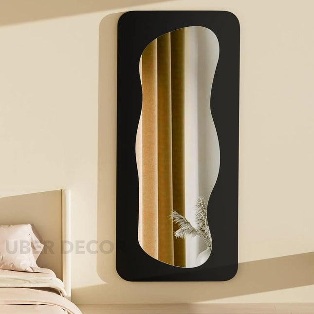 Asymmetry Twisted Timber Full-Length Mirror with Custom Wooden Frame