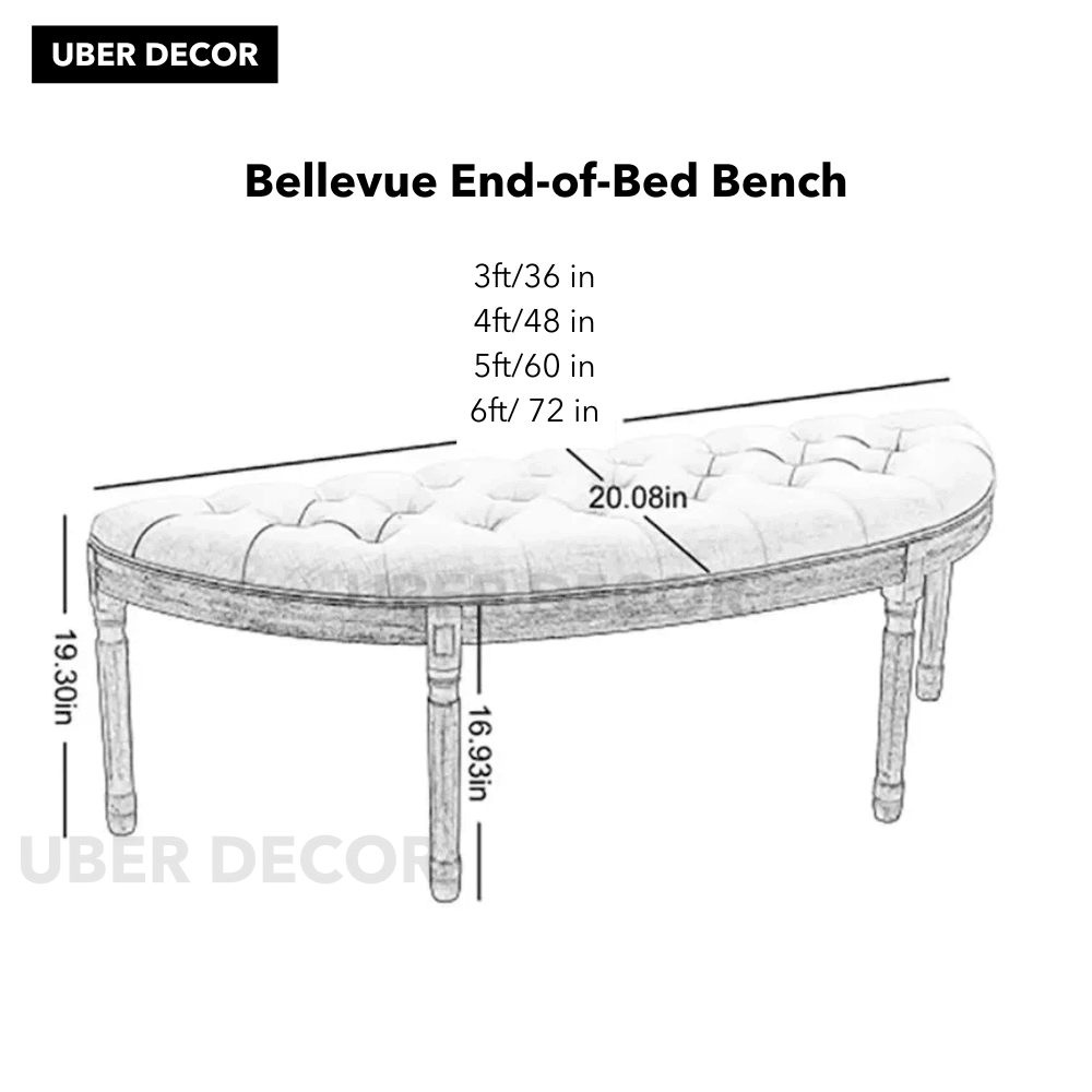 Bellevue Curve – Vintage French Half-Moon Tufted Bench | Elegant End-o ...