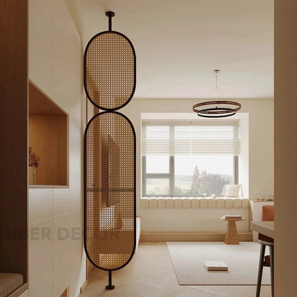 RAVENI Handcrafted Wooden Rattan Room Divider for Living Rooms, Lounges & Open Homes with Made-to-Order Customisation