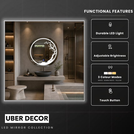 Arboris led mirror front-lit or backlit touch button led frameless bathroom vanity mirror