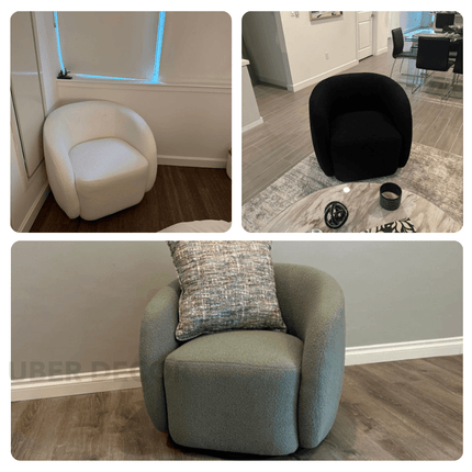 Aleris- Modern Upholstered 360 Degree Swivel Accent Barrel Arm Chair for Living Room or Office