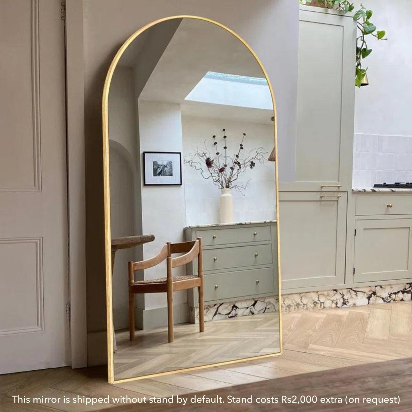 Grand Archway Wide Metal Frame Full Length Bedroom Mirror- Extra Large Arched Mirror