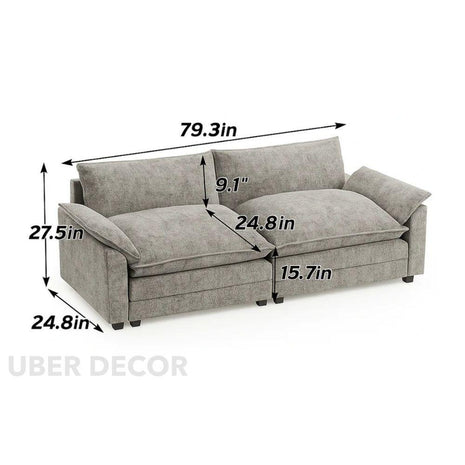 Manila 80" Loveseat Sofa- 2 Seater Sofa with Reversible Toffee Chair and Soft Seating - Uber Decor