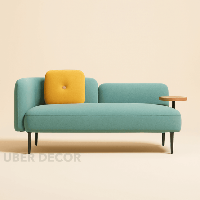 Osaka 62" 2‑Seater Couch with Movable Side Table – Mid‑Century Sofa for Living & Lounge Spaces