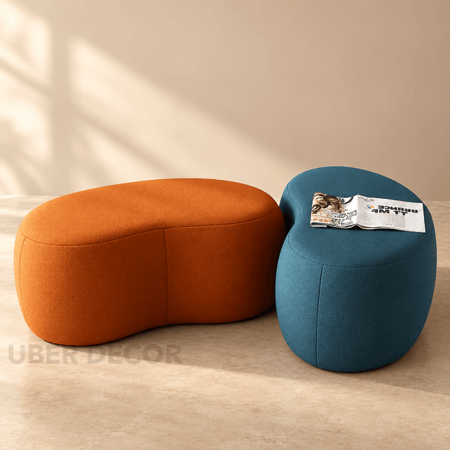 StyleCurve Blob Ottoman - Curved Seat Pouffe for Living Room