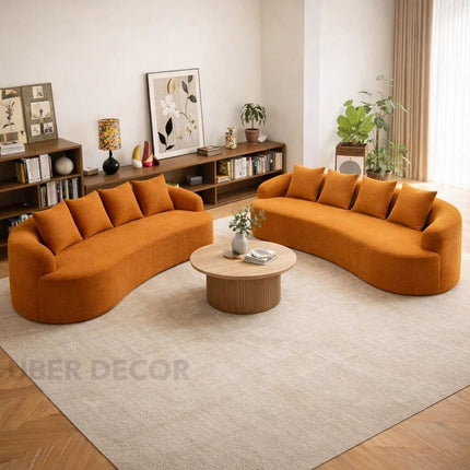 Oslen Japandi Curved Sofa Oversized Wabi Sabi Style Couch for Living Room