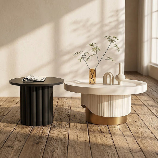 Seine Blanc Nordic Minimalist Round Coffee Table Matte Finish for Living Room and Bedroom