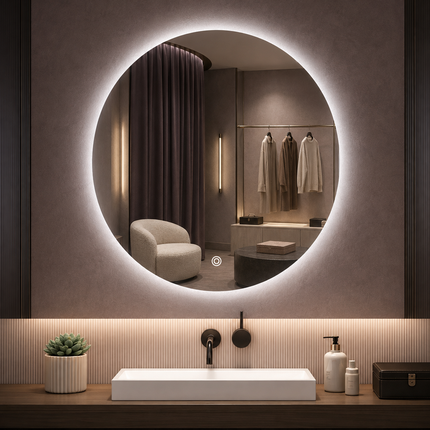 Amoura Heart Design led mirror- 3-colour front lit or backlit touch button LED frameless bathroom vanity mirror