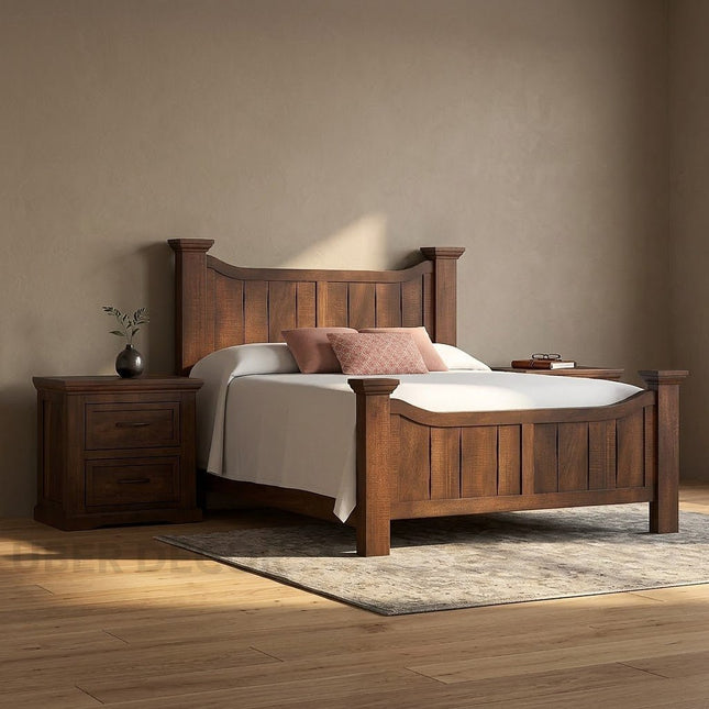 Valoria Rustic American Panel Customisable Bed for Country-Style Bedrooms
