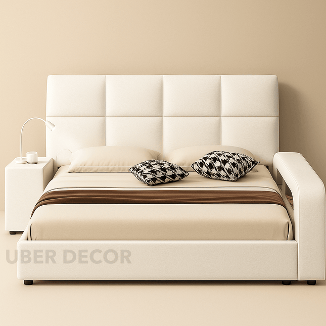 Slumber Edge Contemporary Curved Platform Bed with Storage – Modern Bedroom Essential