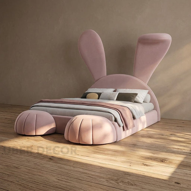Dreamtail Bunny Bed – Playful Ear Headboard with Matching Paw Footrests
