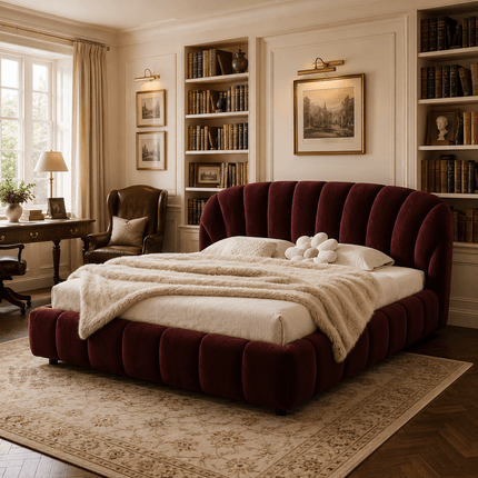Calm Cove Shell Bed – Sculpted Japandi Platform Bed for Bedroom