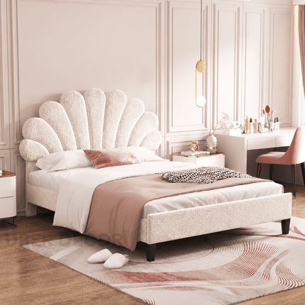 Blush Petal Bed – Floral Headboard Luxury Designer Bed