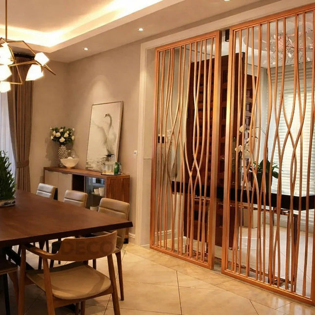 FLUEN Stainless Steel Vertical Flow Room Divider With Curved Line Design For Living Room Study Area And Modern Interior Spaces