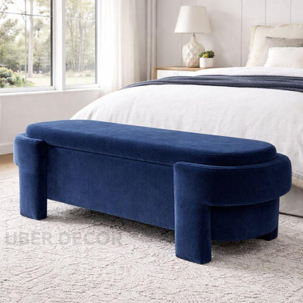 Zarelle Curved Modern Flip Top Storage Bench – Japandi-Meets-European Organizer for Bedroom, Entryway & Lounge Spaces