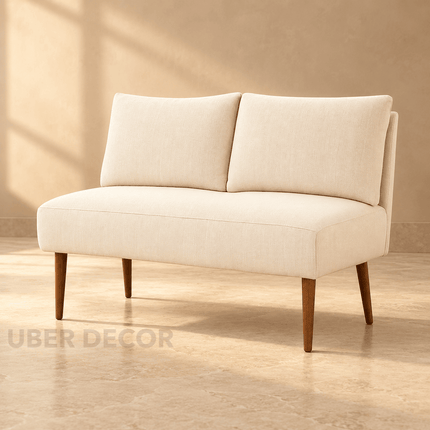 Mode Form Mid Century Modern Two Seater Bench Compact Customisable Seating for Living Bedroom Lounge and Entryway