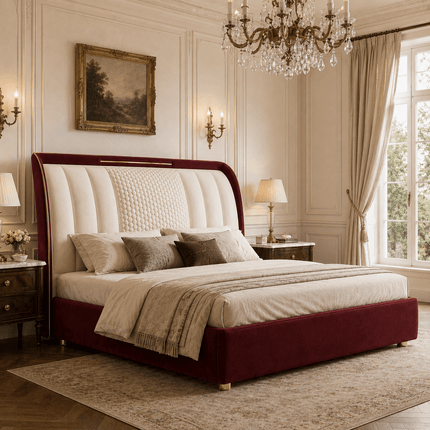 Blue Haven Crest Bed – Art Deco Luxury Bed for Master Bedroom