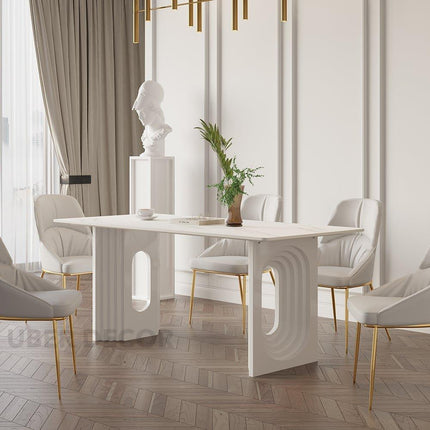 Welkin Home Rectangular Marble Top Dining Table Modern Mid-Century European Luxury Table for Dining Room Kitchen Dining Area & Formal Dining Hall